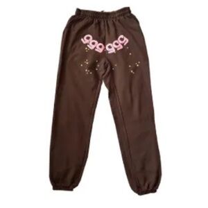 Bape Sp5der Brown Joggers with Pink and Gold Accents